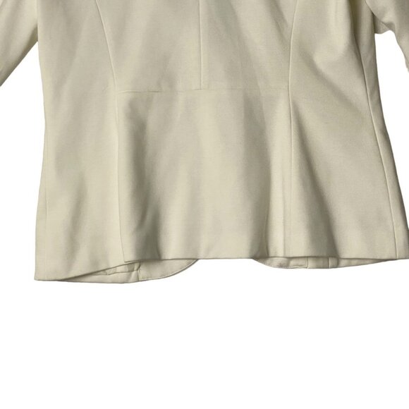Sandro Blazer Women Size Medium Ivory Viscose Blend 2 Button Lined Scoop Neck - Picture 4 of 9